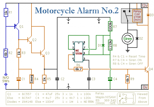 IC 555 Motorcycle Alarm Circuit Koleksi Skema Rangkaian