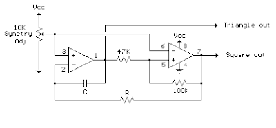 Triangle and Squarewave Generator Circuit Triangle and Squarewave Generator Circuit