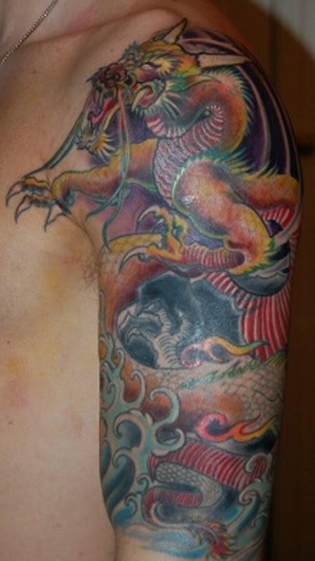 Japanese half sleeve Tattoo Dragon Tattoo Half Sleeve. Japanese half sleeve Tattoo