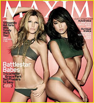 Grace Park and Tricia Helfer in Maxim Magazine Cover photos