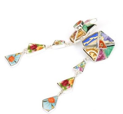 Multi Colored Broken Crockery Unique Jewelry