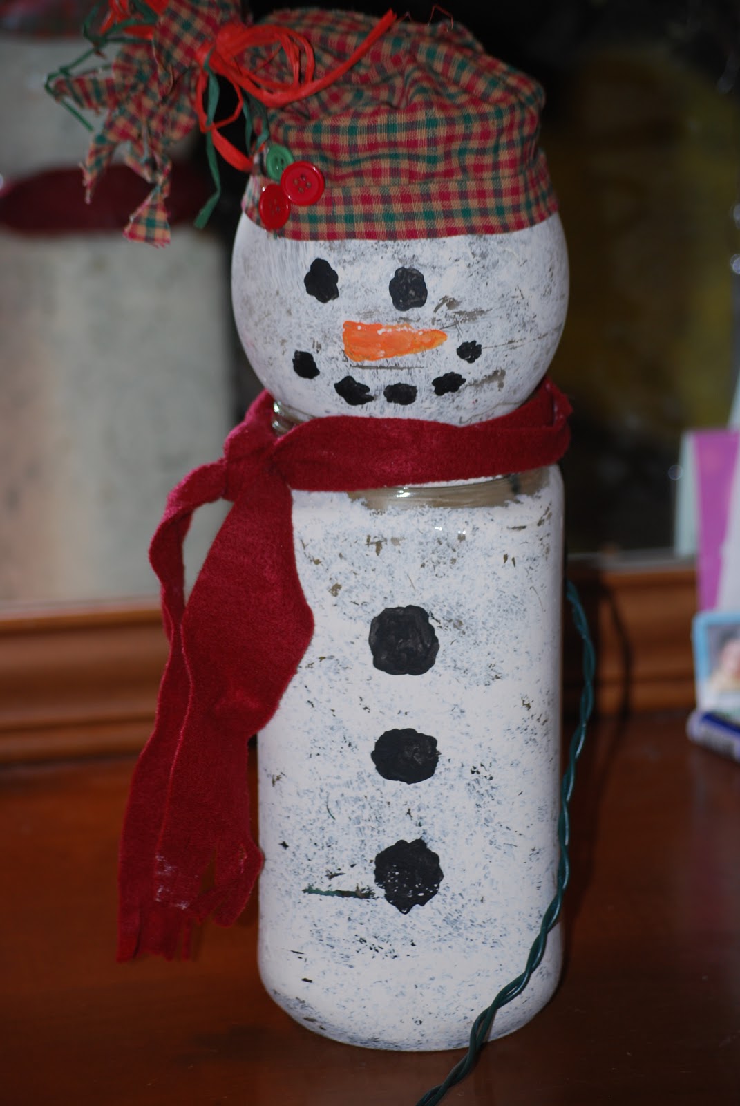 Life's a Bowl of Cherries Lighted Snowman Jar Craft