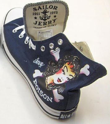 Navy Blue Tattoo Flash Inspired High Tops.