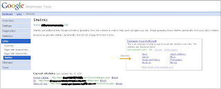 Sitelinks in Google Webmaster Tools Dashboard