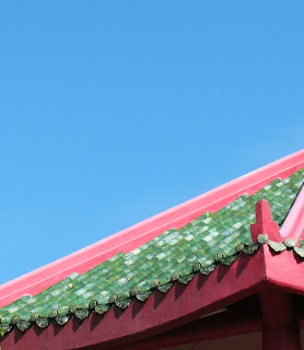 Blue skies over the temple