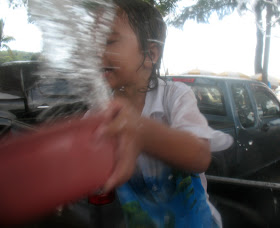 My boy (age 4) getting into the Songkran spirit