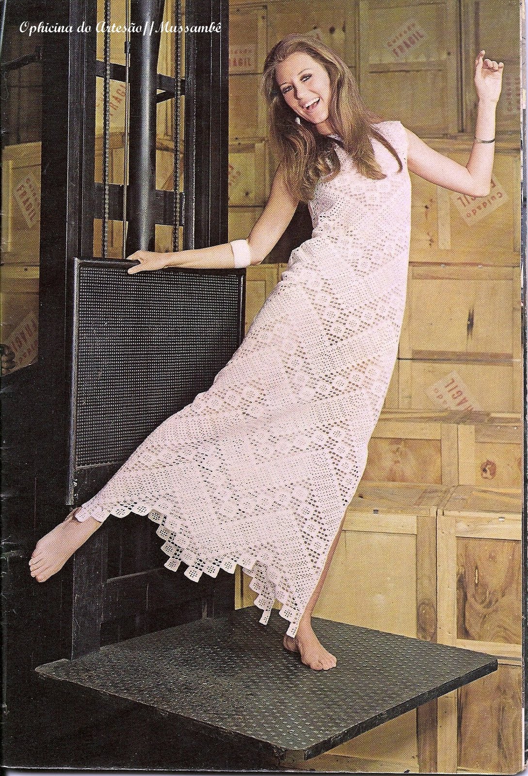 Mussambe Vestido em Crochê Filé c/receita e gráfico