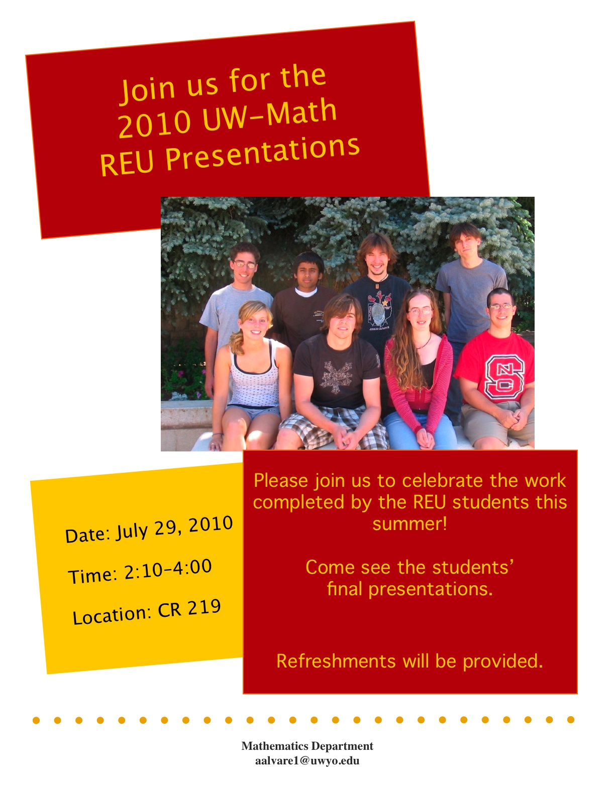 university of wyoming mathematics reu uwyi flyer