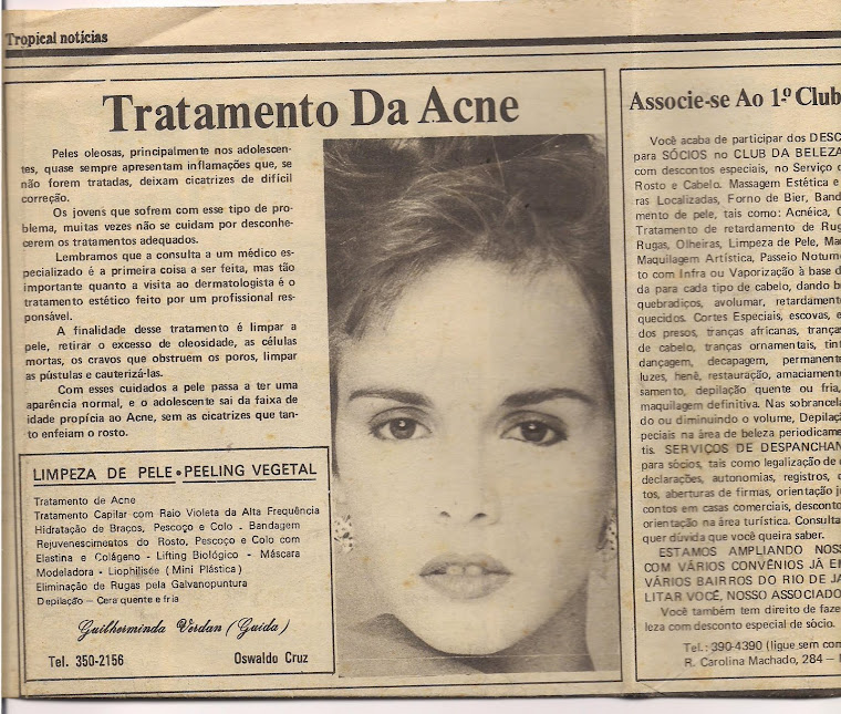 Ilustrando a propaganda sobre Acne no Jornal Tropical Notícias