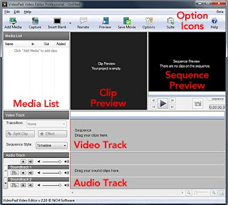 VideoPad main window VideoPad main screen editing navigation