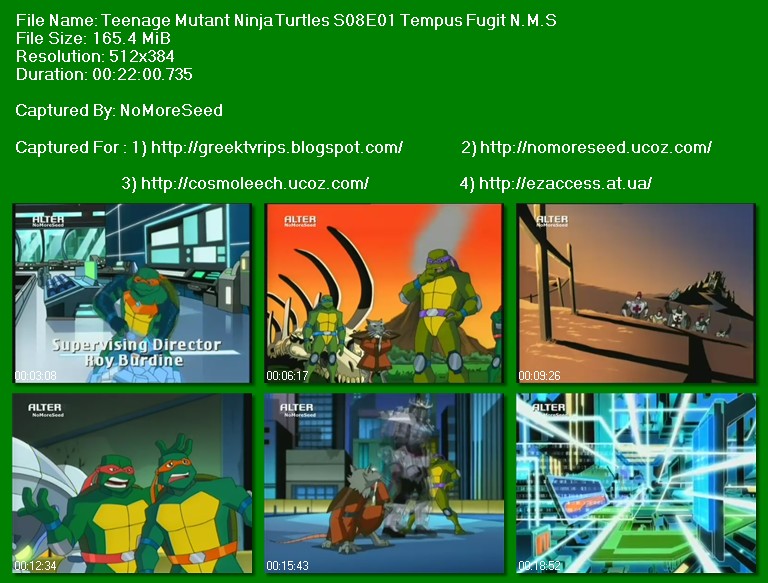 ΧΕΛΩΝΟΝΙΤΖΑΚΙΑ - Teenage Mutant Ninja Turtles N.M.S.
Pack (S08E01 - S08E03 - S08E04 - S08E10 - S08E11 - S08E12)
(ΜΕΤΑΓΛΩΤΤΙΣΜΕΝΟ) (ALTER)