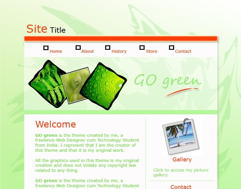 GO green- Website theme created by me for The Weebly theme design contest!