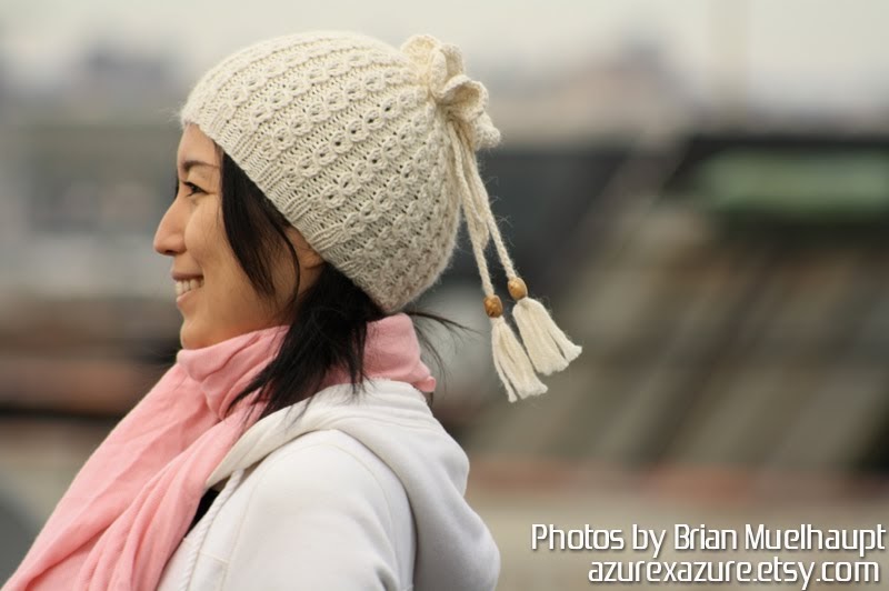 AZURE KNITS PATTERN Drawstring Hat and Neck Warmer 2009 2.50