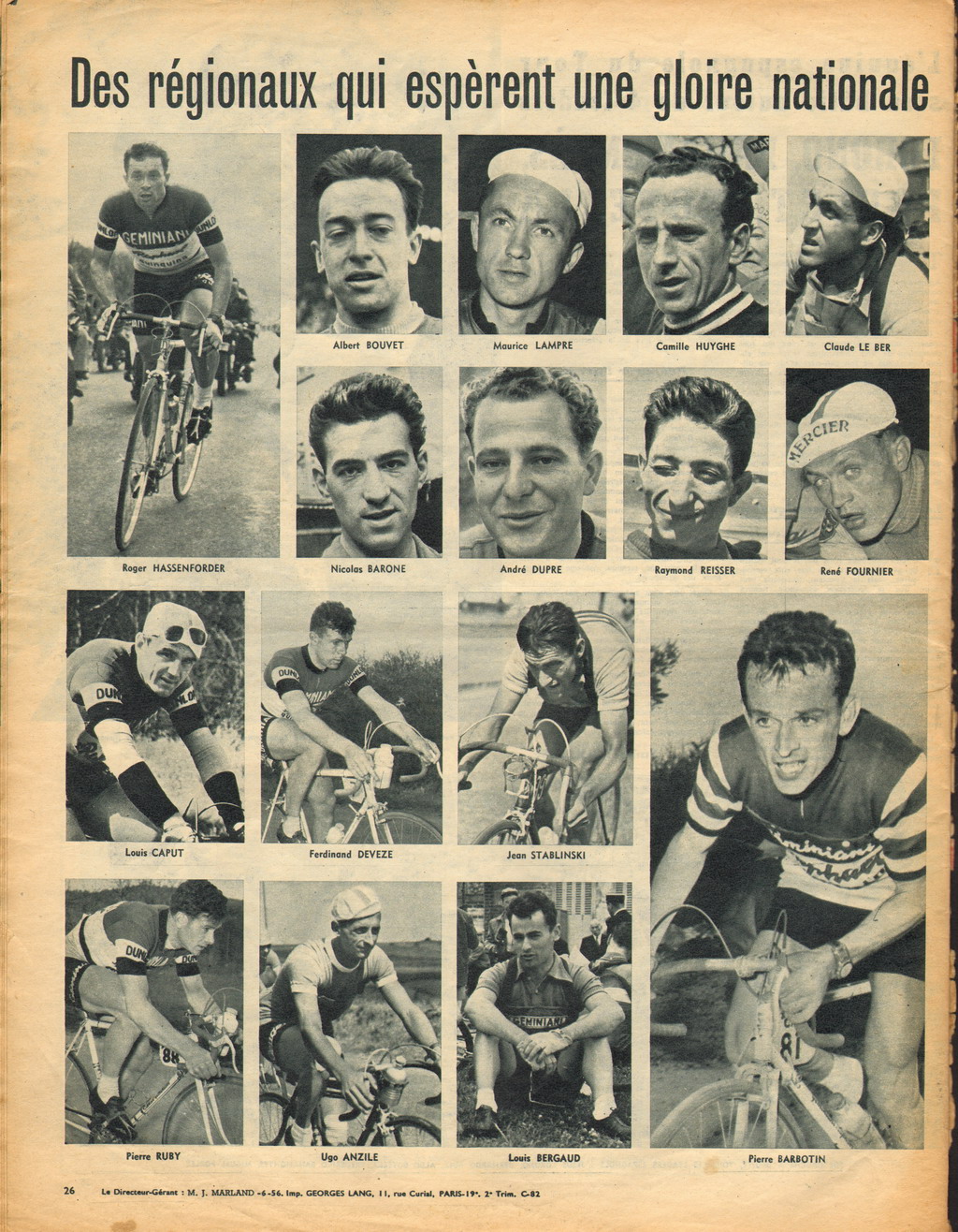 Cycling Passions 43rd Tour de France 1956