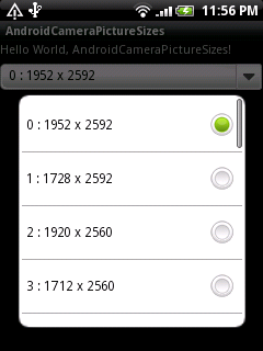 List of Supported Picture Sizes List of Supported Picture Sizes