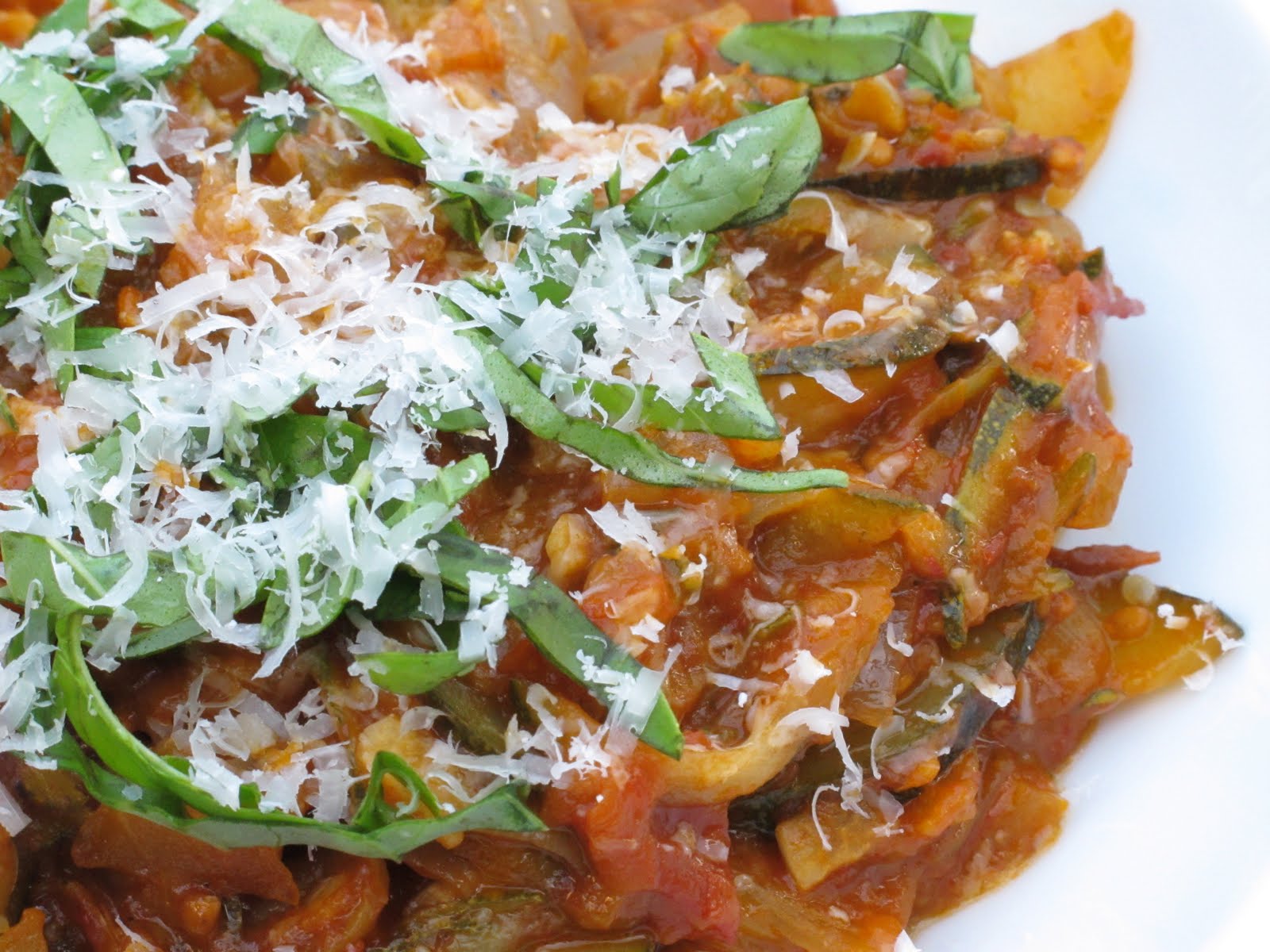 Roasted tomato zucchini stew