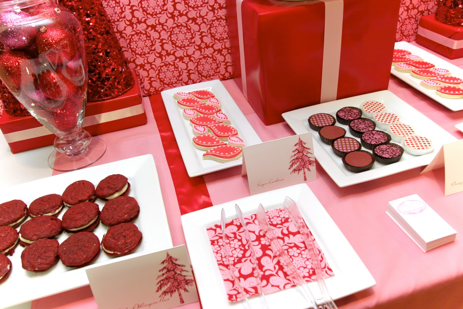 CupKate's Event Design Pink and Red Holiday Dessert Table