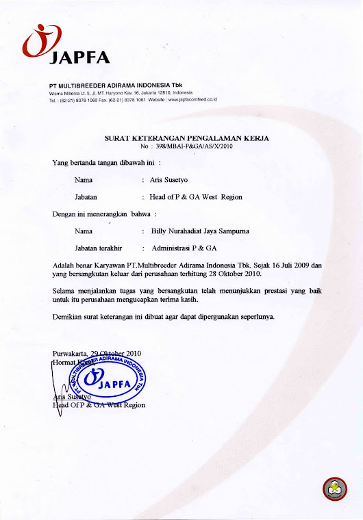 Surat Pengalaman Kerja