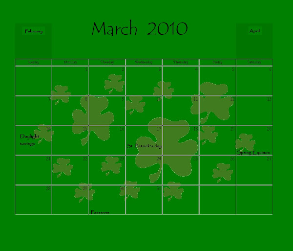 March Calender 2010