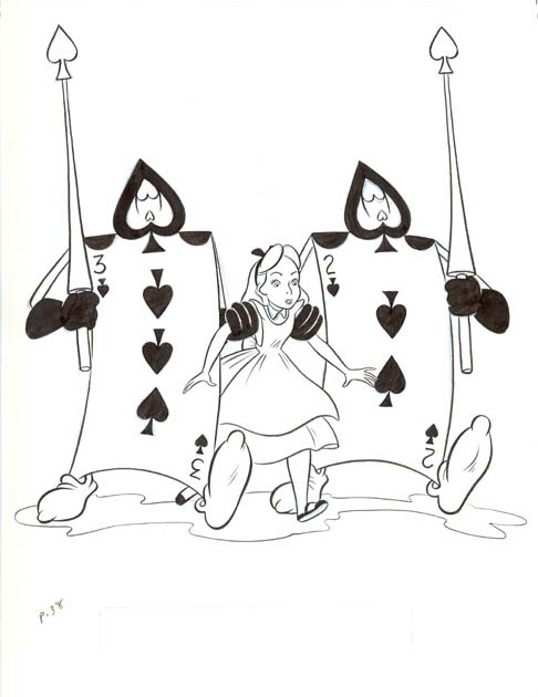 Vintage Disney Alice In Wonderland Golden Coloring Book Original Art By Bob Grant Page 38