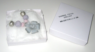 Flower pendant in box by surf jewels handmade jewellery