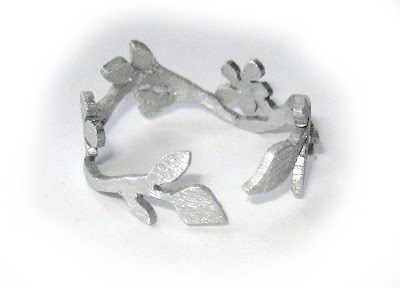 hand cut ring - handmade, ring, flower, heart, leaf, silver, aluminium, saw pierced, surf jewels, jewellery