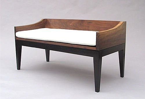 Leather Upholstered Bench with Back