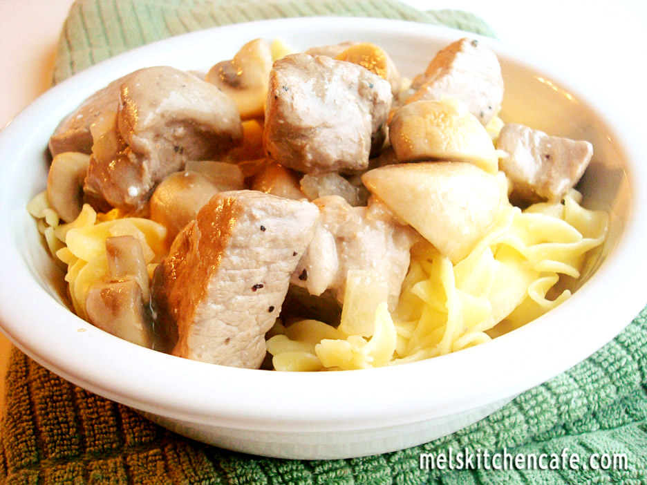 Bloom Skillet Pork Tenderloin Stroganoff from Melanie of My Kitchen Cafe