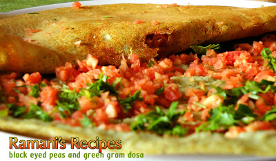 Black Eyed Peas and Green Gram Dosa - Ramani's Recipes