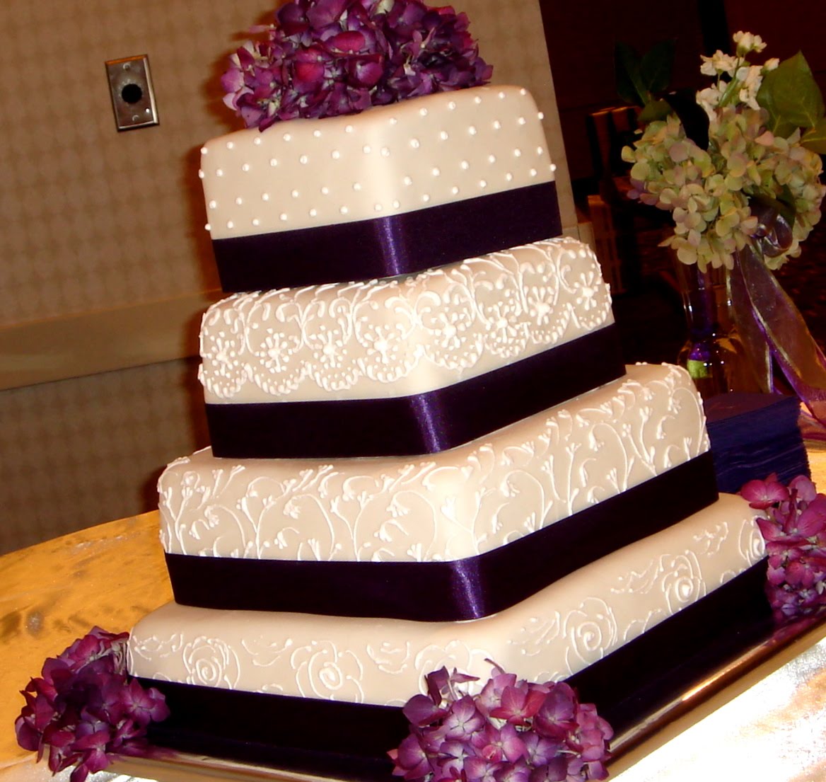purple and black wedding cake