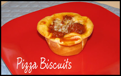 In a twist on traditional spaghetti or pizza, here are some pizza biscuits using ground beef, biscuits, and spaghetti sauce.