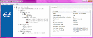 Intel Storage Console rebuilding a RAID volume