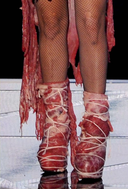 lady gaga meat dress shoes. Lady Gaga Wears nothing but