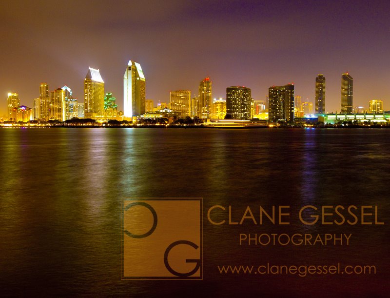 San Diego Skyline at night from the Coronado san diego cityscape reflection in the water landscape photography