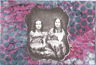 Twins - weathered metal postcard