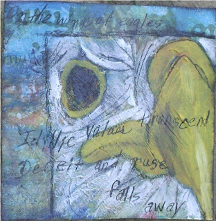 On the wings of eagles ... Idyllic values transcend ... Deceit and ruse falls away.
