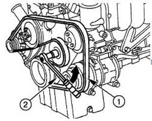 Serpentine belt diagram: 4-cylinder straight engine: removal