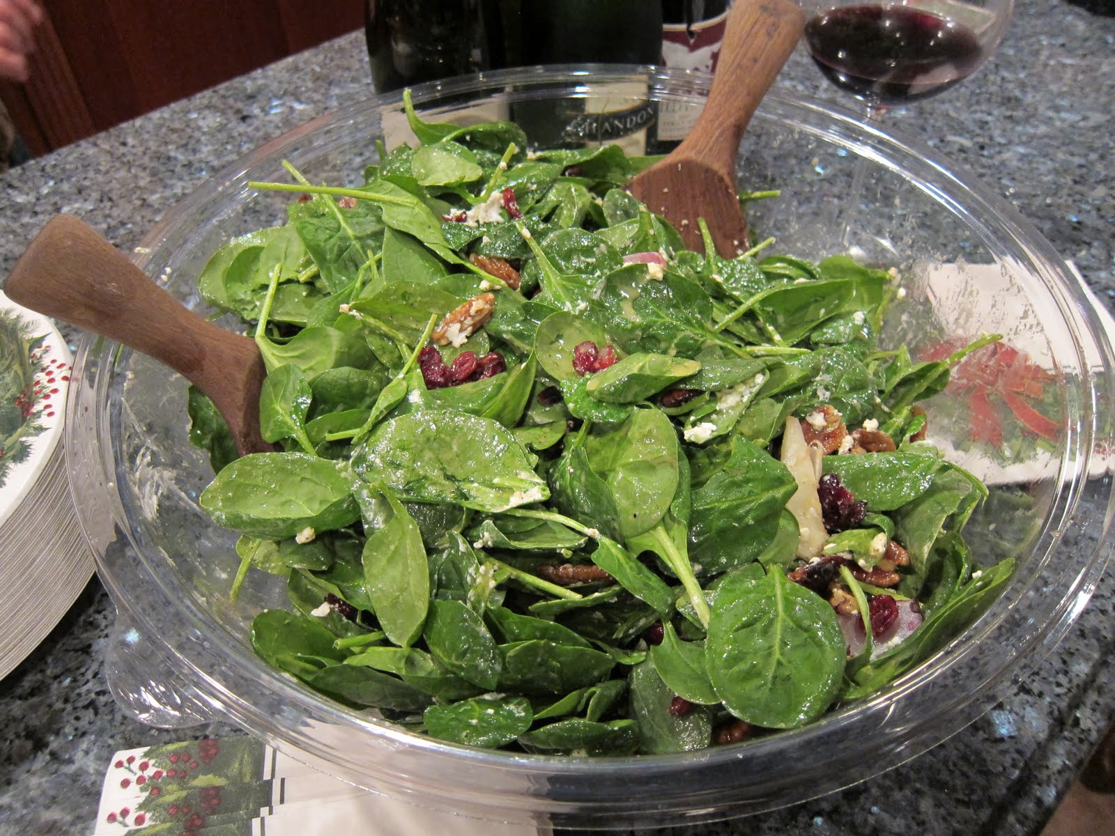 newFOOD tuesdayz Spinach Salad with Pecans, Goat Cheese and Cranberries