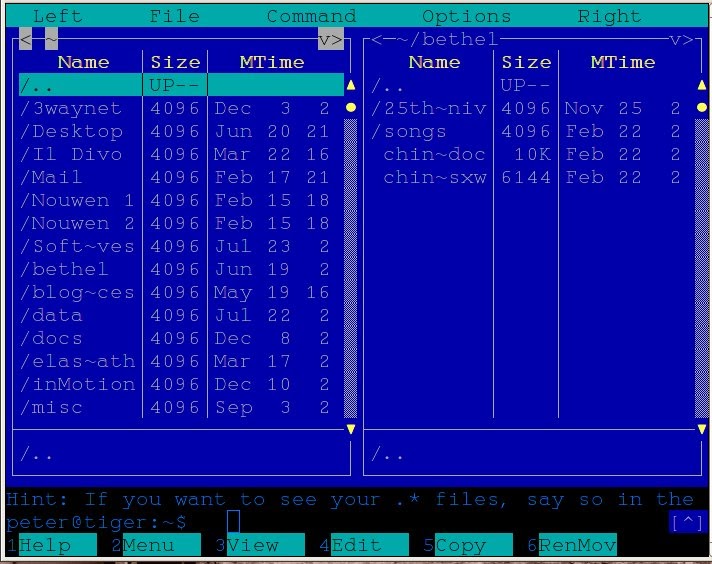 Linux Commando Dual pane Linux file managers mc and emelfm