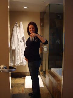Thirty four weeks pregnant.