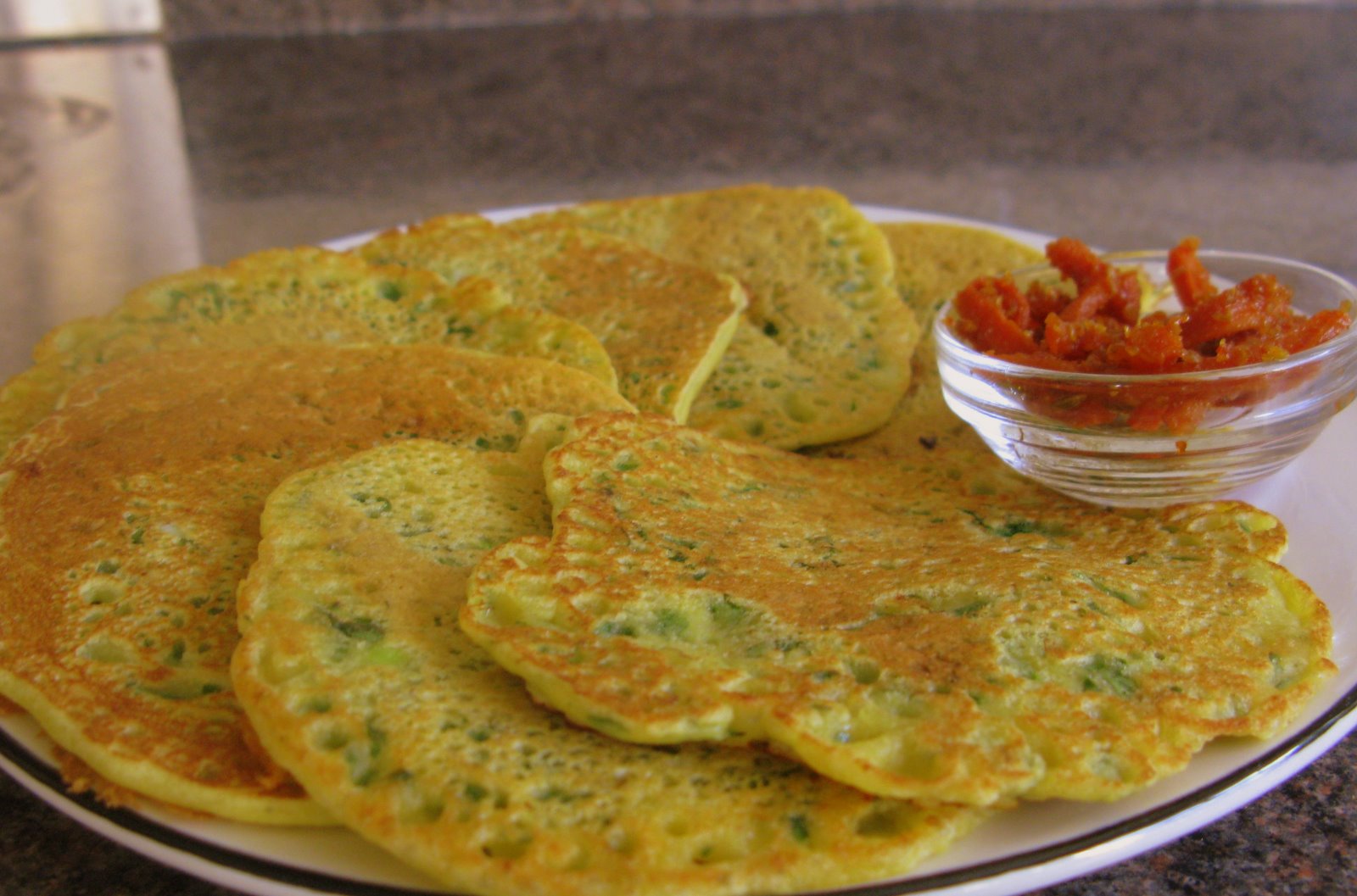 Chachi's Kitchen Reshmi Bhajia / Spicy chickpea flour pancakes