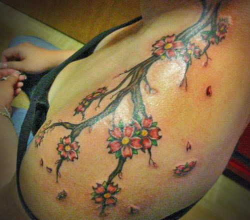 cherry blossom tree tattoo side. japanese cherry blossom tattoo