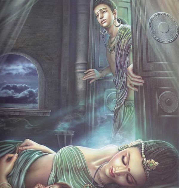 The Life of the Buddha Looks at his Wife and Son before Leaving the