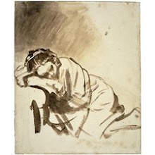 Woman sleeping, drawing by Rembrandt