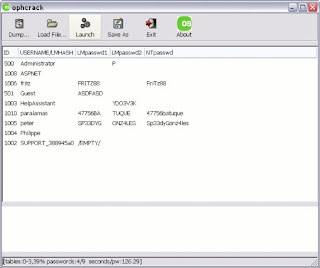 ophcrack screenshot