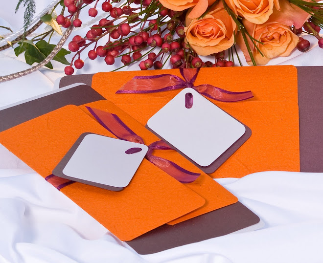 Invitación Matrimonio Violeta en naranja