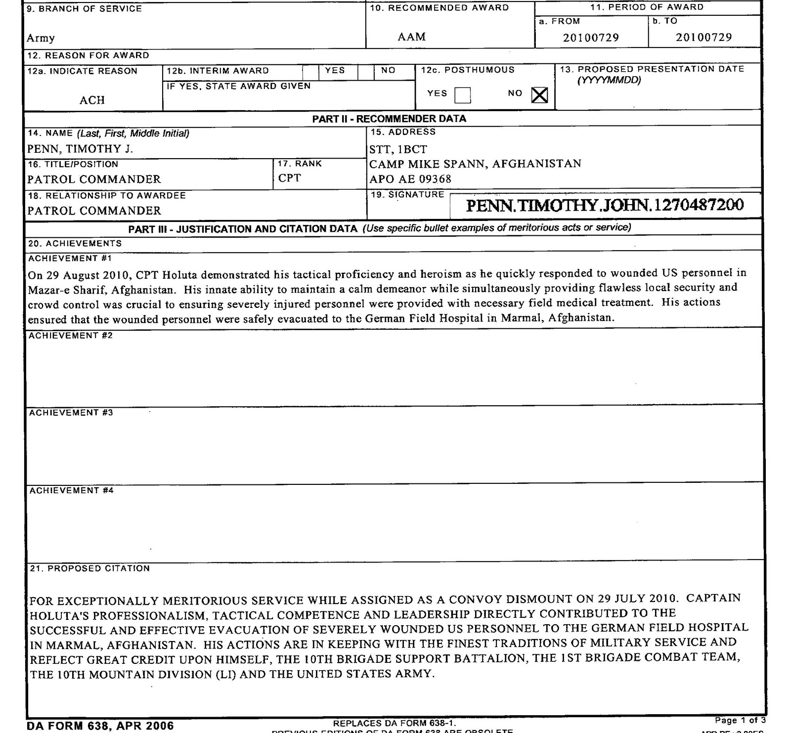 Army ets award example picture