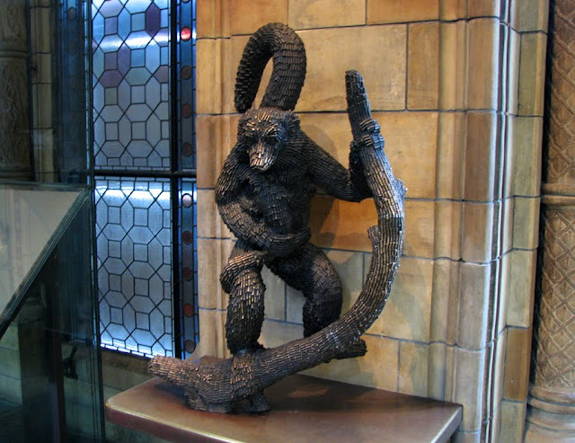 Lemur - A sculpture made of shell casings, Museum of Natural History, London