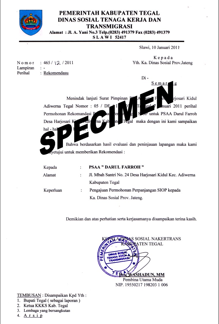 Panti Asuhan DARUL FARROH: SURAT-SURAT IZIN OPERASIONAL ...