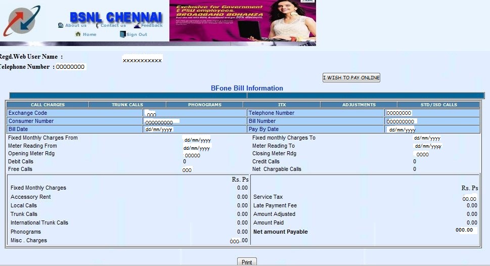 Bsnl Landline Bill